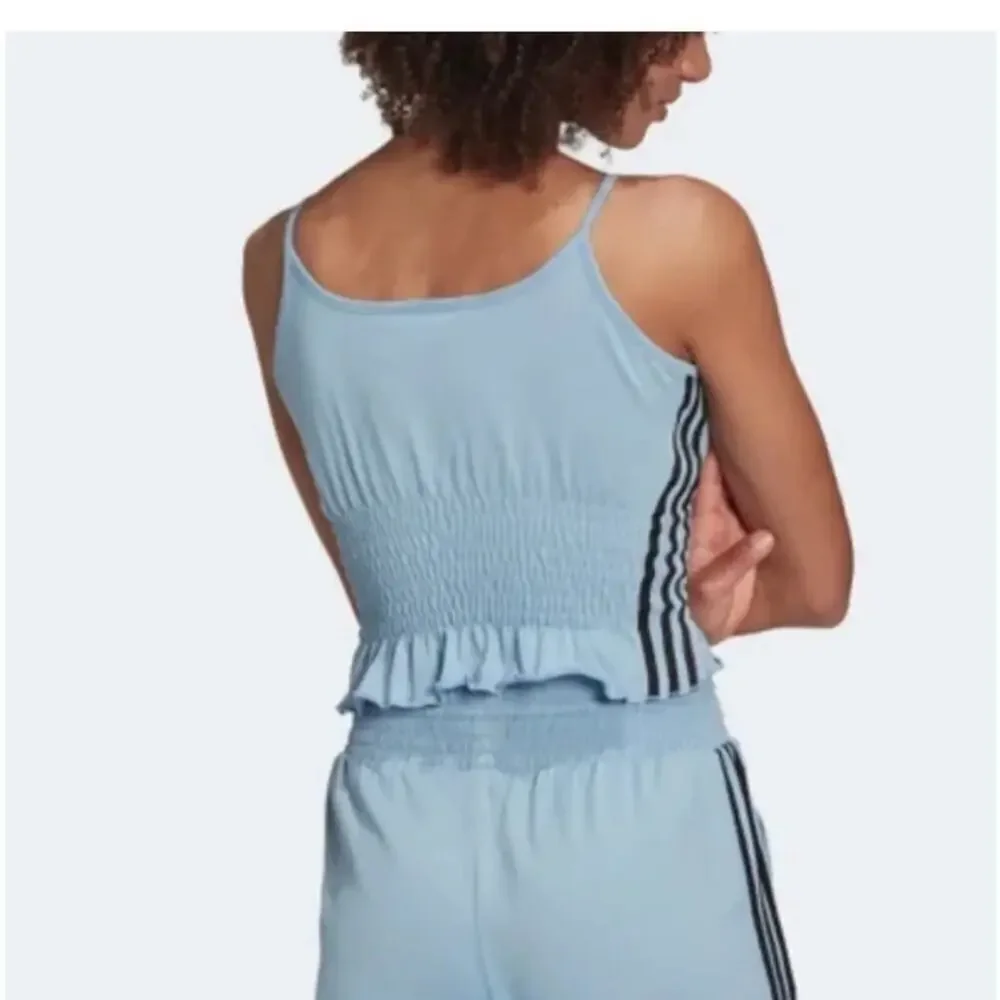 NWOT- Blue Adidas Smocked Top with 3 stripes - Picture 3 of 4